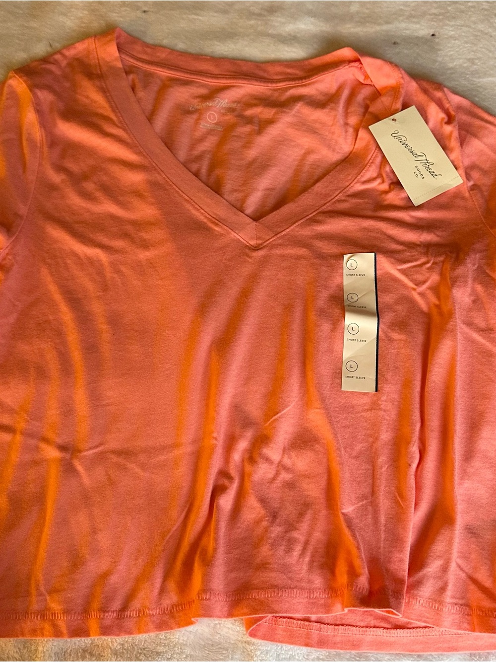 Lands' End Peachy Coral V-Neck Tee